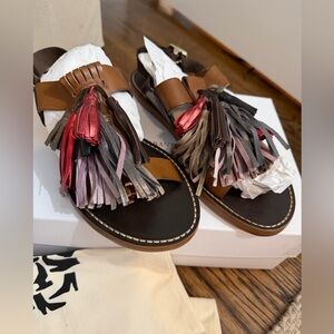 Isabel Marant Etoile Brown Sandals with Colorful Tassels